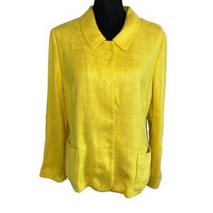 Lafayette 148 Yellow Textured Pocket Lined Blazer Jacket 14